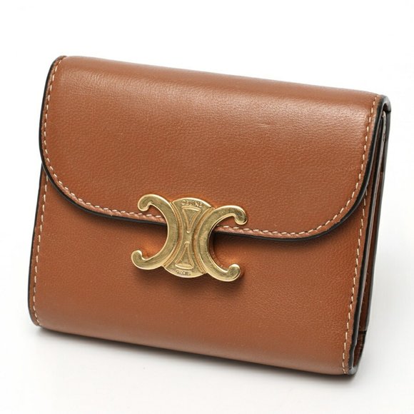 CELINE Brown Lambskin Leather Wallet - Picture 1 of 9